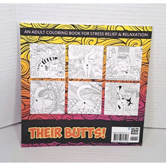 Cat Butthole Adult Coloring Book Cats Butts for Cat Lovers Hilarious Funny Gift - Picture 2 of 5